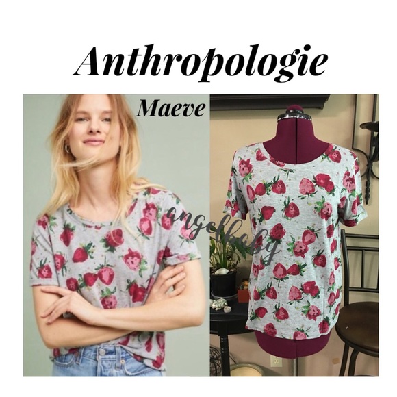Anthropologie Tops - Host Pick! Anthropologie Maeve Strawberry fields tee 🍓🤩